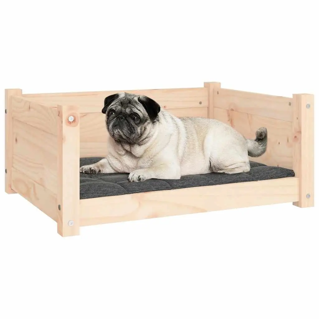 Dog Bed Rectangular Solid Pine Wood for Pets 65.5 x 50.5 x 28 cm