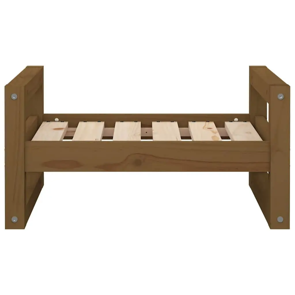 Dog Bed Solid Pine Wood Brown Rectangular Frame Sturdy Pet Sleeping Furniture