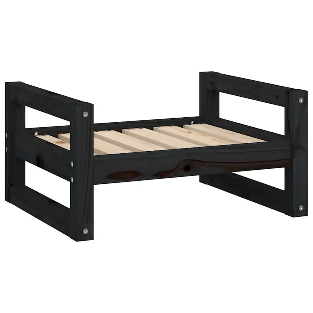 Dog Bed for Pets Rectangular Solid Pine Wood Frame Black 55.5x45.5x28cm