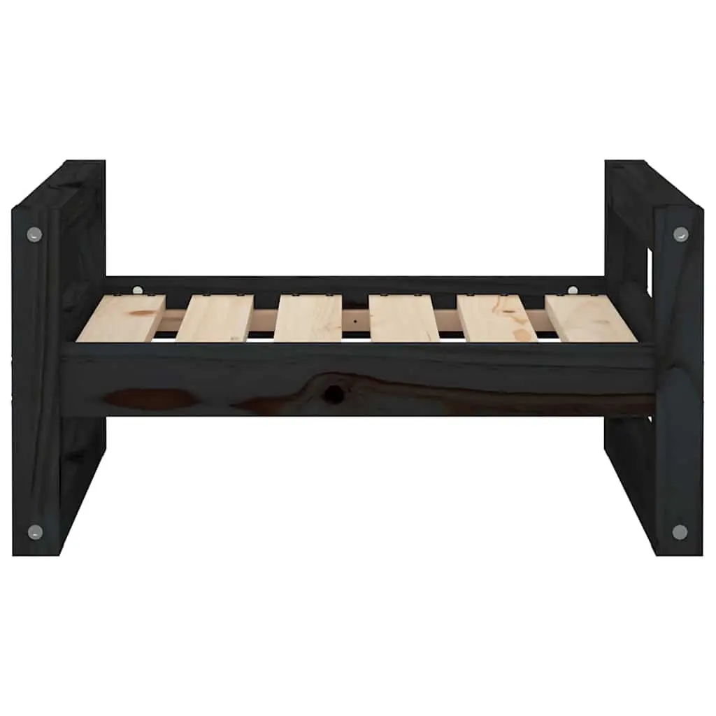 Dog Bed for Pets Rectangular Solid Pine Wood Frame Black 55.5x45.5x28cm