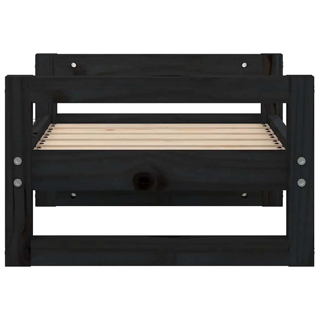 Dog Bed for Pets Rectangular Solid Pine Wood Frame Black 55.5x45.5x28cm