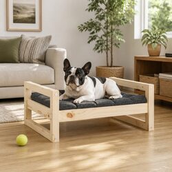 Specifications of Dog Bed: Solid Pine Wood, Brown Color