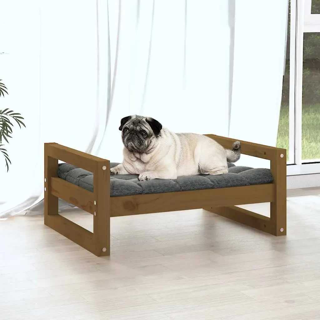 Rectangular Dog Bed in Honey Brown Pine Wood
