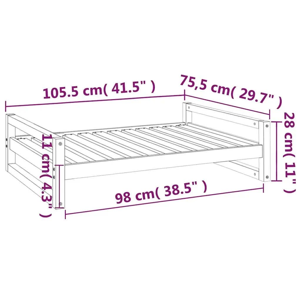 White Rectangular Dog Bed with Pine Frame