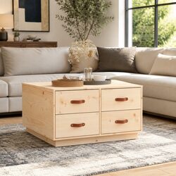 Dimensions 80x80x45cm Coffee Table, 4 Drawer Storage