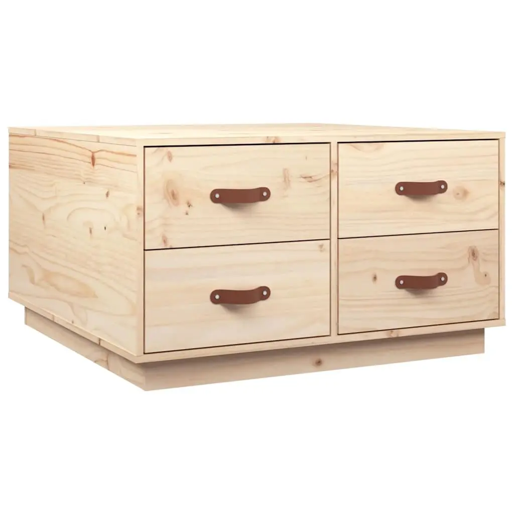 Coffee Table 80x80x45cm 4 Drawers Storage Living Room Solid Wood Pine Brown
