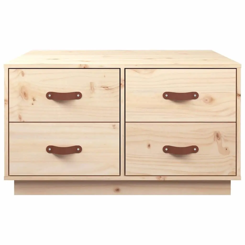 Coffee Table 80x80x45cm 4 Drawers Storage Living Room Solid Wood Pine Brown