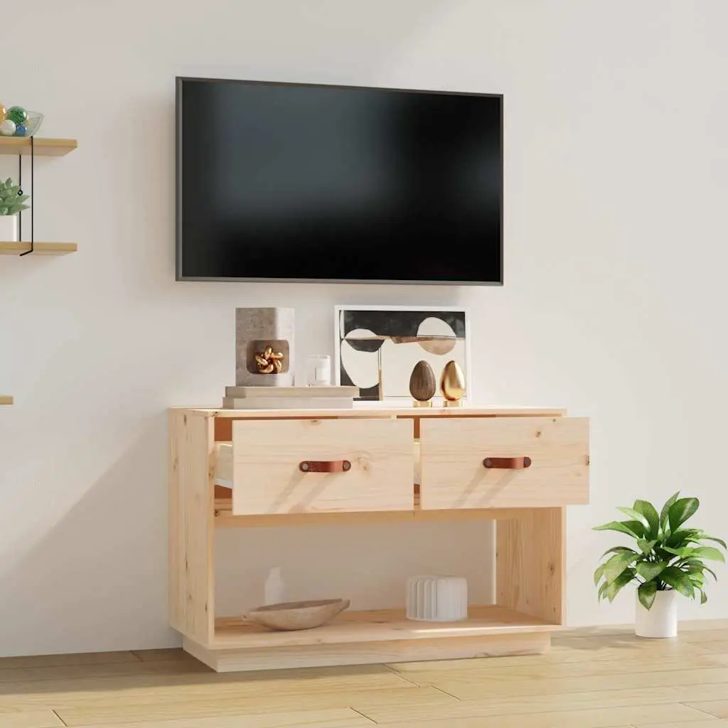TV Cabinet Living Room 90x40x60 cm Brown Solid Wood Pine Storage Unit Media Stand