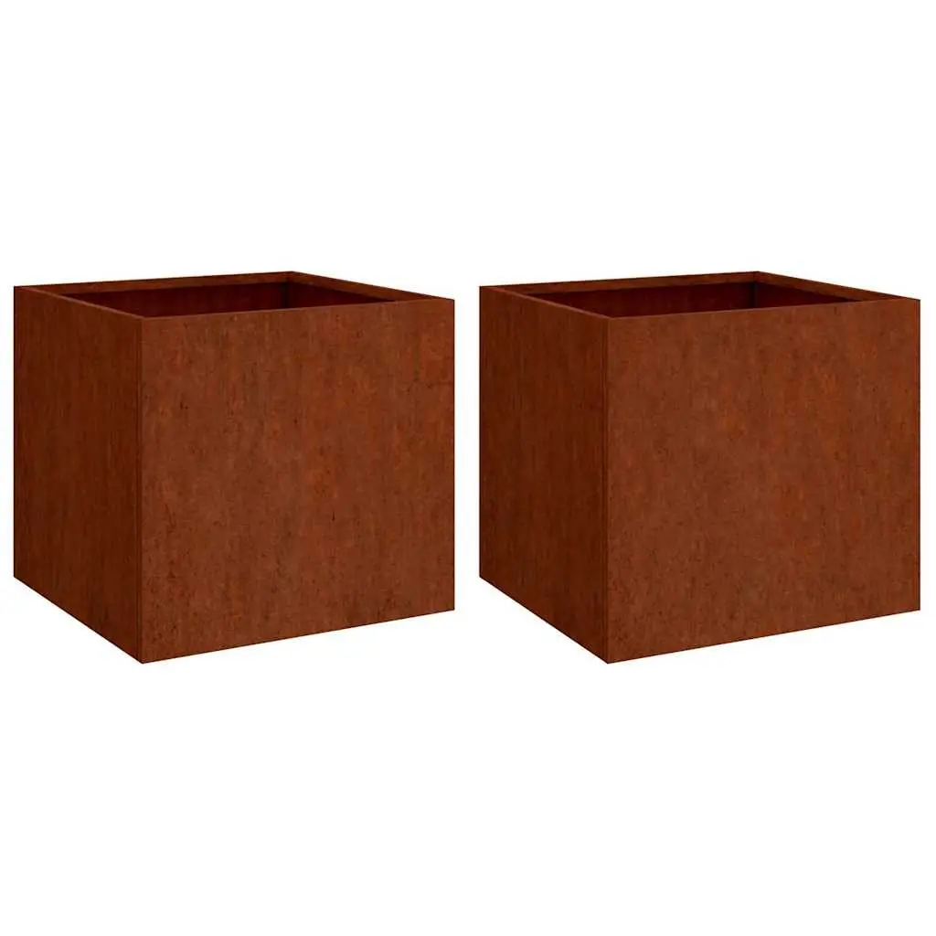 Planters 2 pcs Corten Steel Garden Flower Pots Outdoor Raised Bed Decor