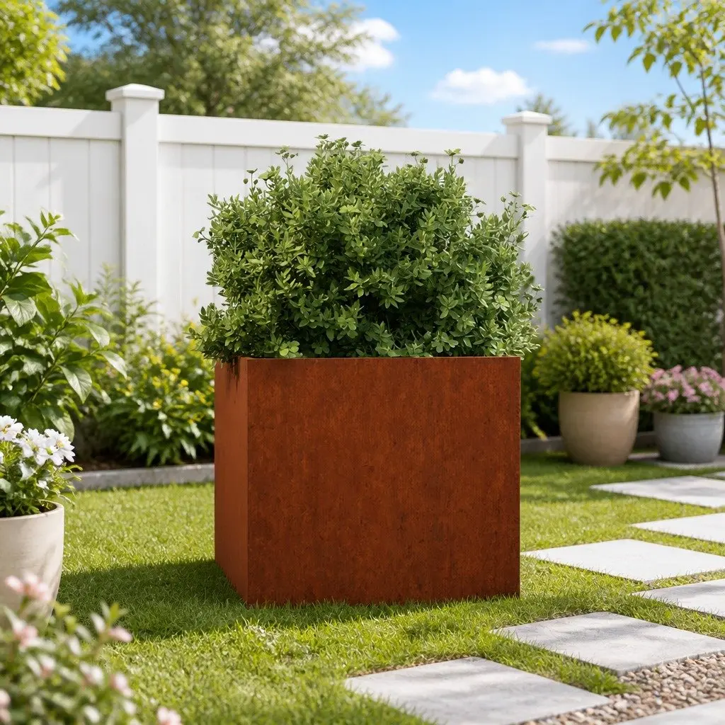 Corten Steel Planter Box Garden Patio 42x40x39 cm