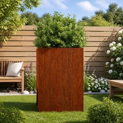 Corten Steel Planter Box - Specifications: 42x38x75cm, Brown Color