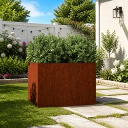 Corten Steel Planter 62x47x46cm Garden Flower Box Raised Bed Outdoor Patio Decor
