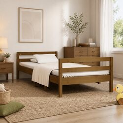Bed Frame Solid Wood Pine Single 90x190cm Honey Brown Wooden Bedroom Furniture