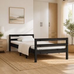 Specifications of Solid Pine Bed Frame 90x190cm Black