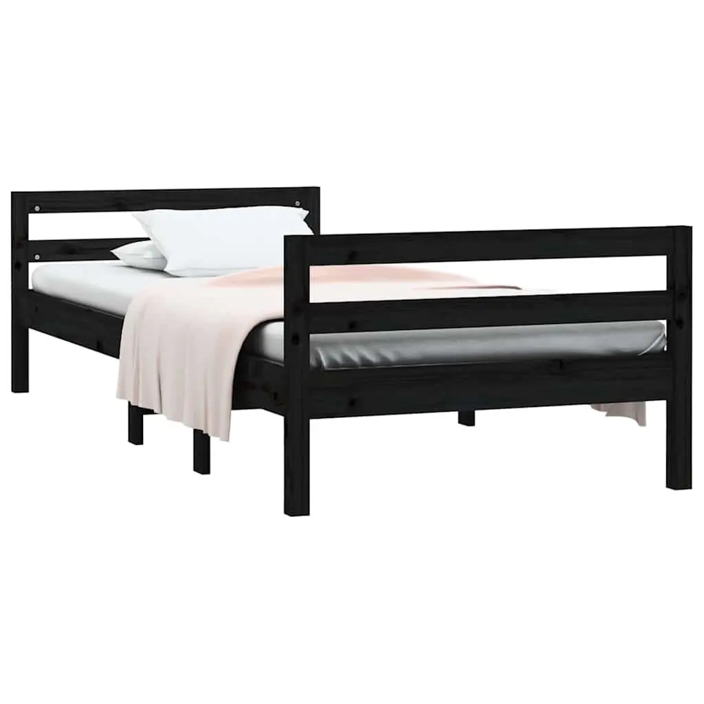Solid Pine Bed Frame 90x190cm Black