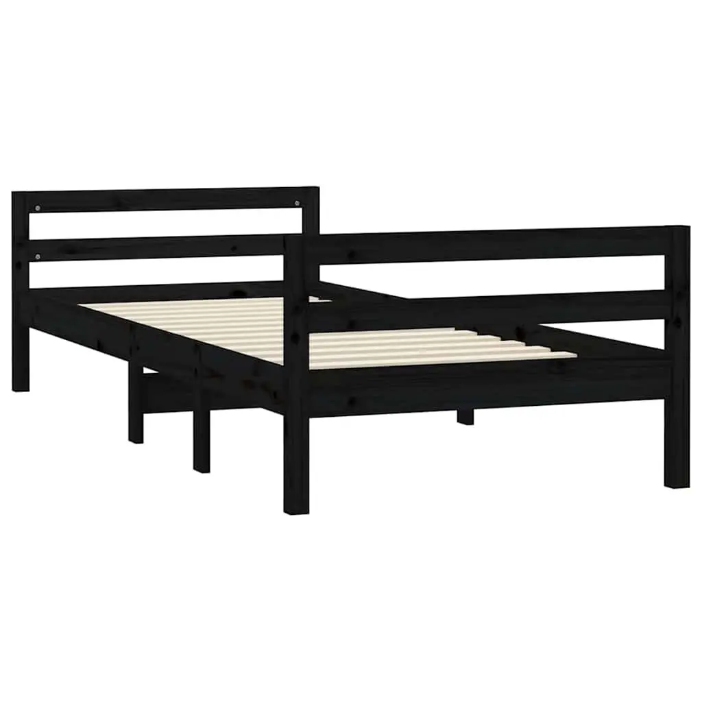 Solid Pine Bed Frame 90x190cm Black