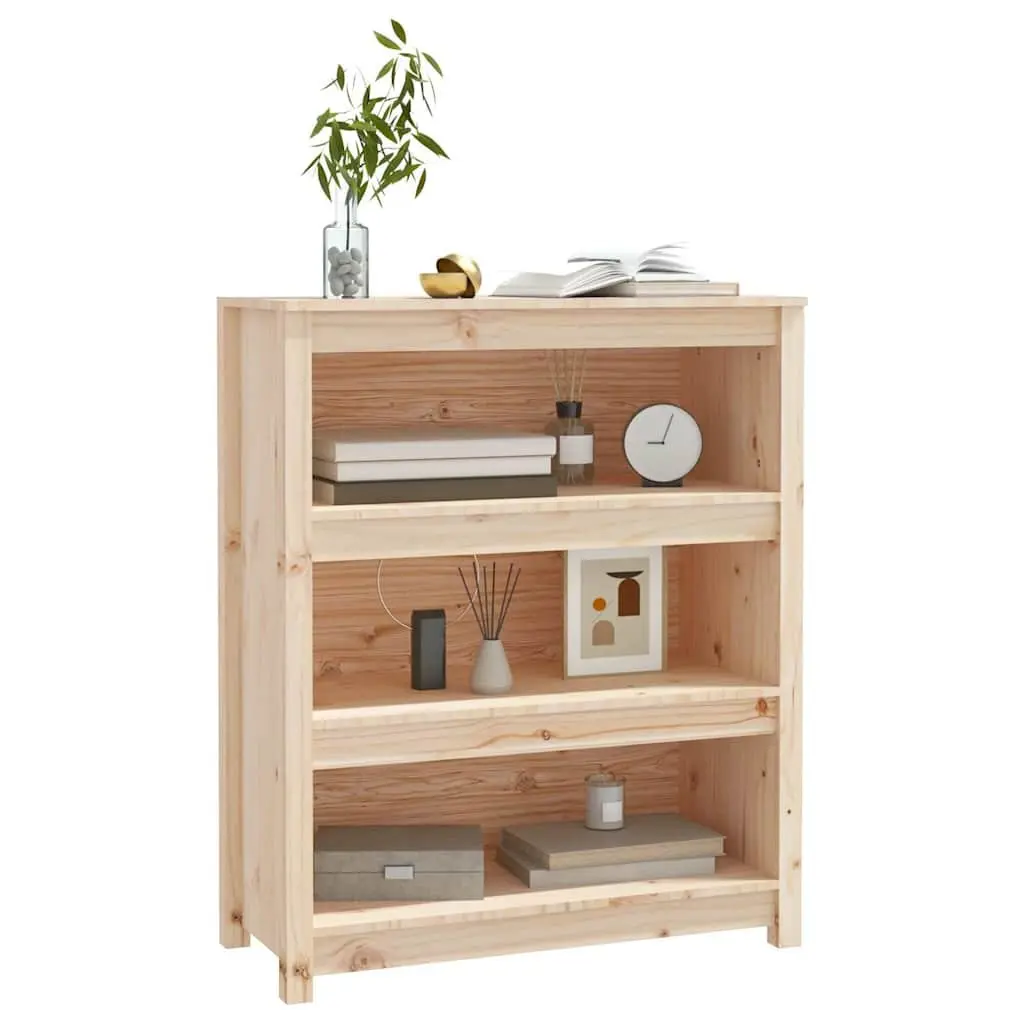Solid Wood Pine Book Cabinet Storage Shelf Brown Living Room Bedroom 80x35x97cm