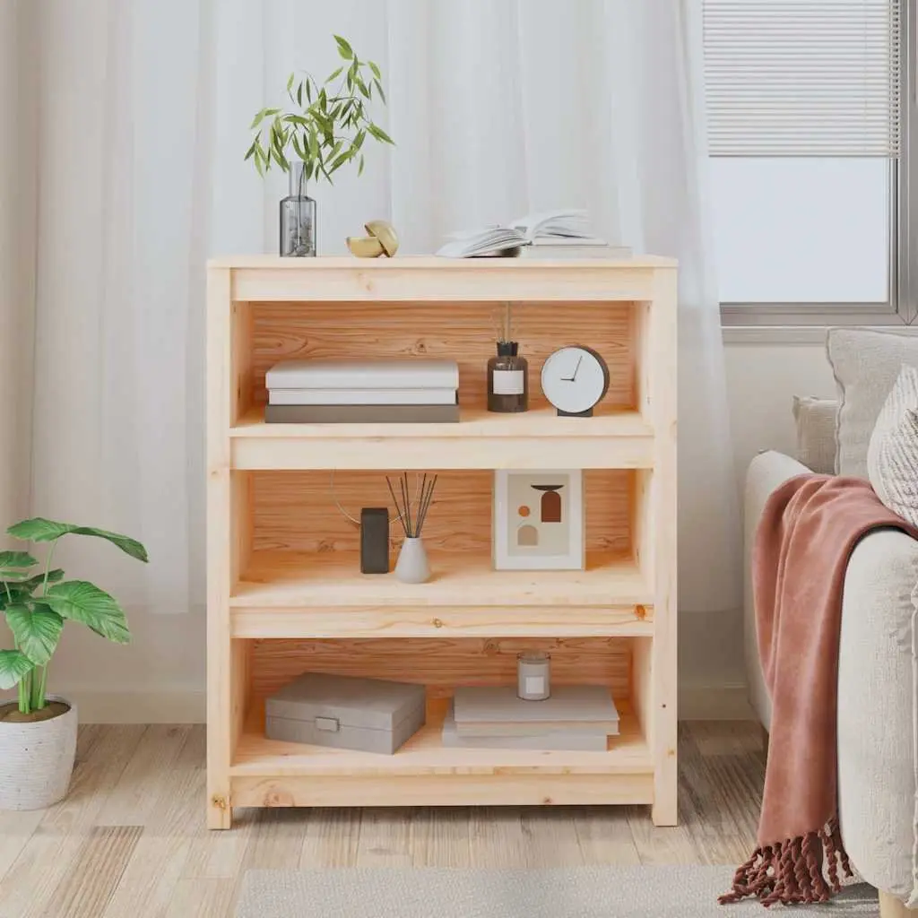Solid Wood Pine Book Cabinet Storage Shelf Brown Living Room Bedroom 80x35x97cm