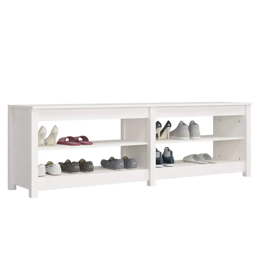 Shoe Bench White Storage Rack 4 Open Shelves Entryway Wooden Organiser