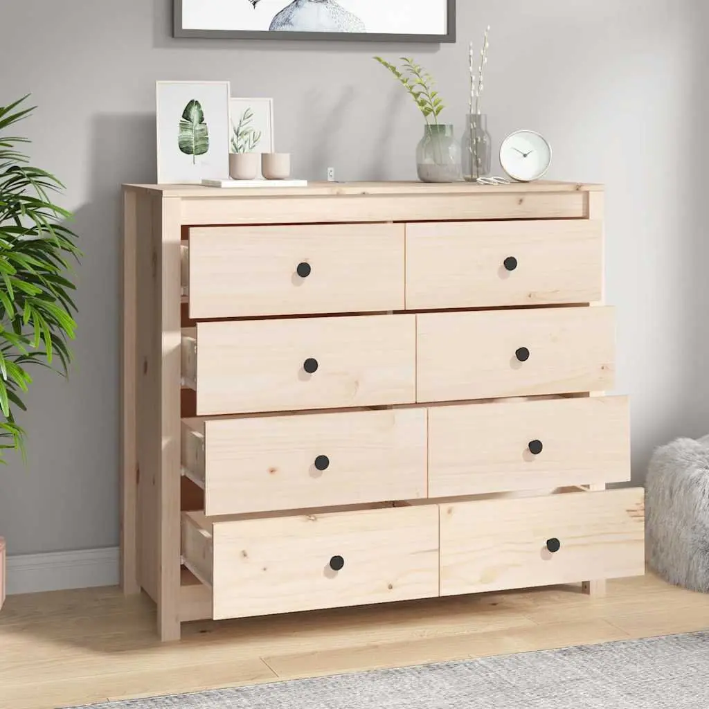 Solid Pine Side Cabinet 100x40x90 cm with Drawers