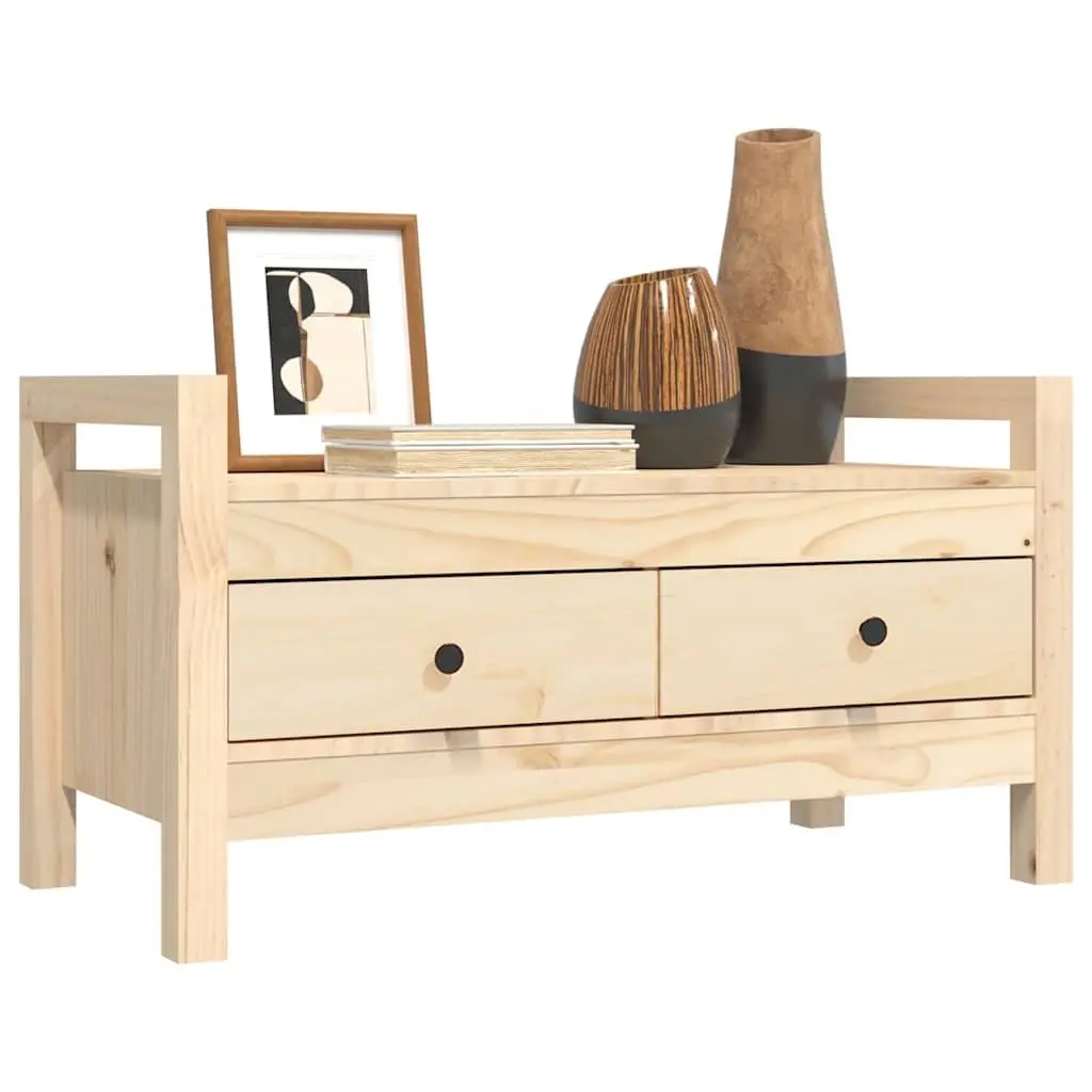 Hall Bench with Storage Drawers Solid Wood Pine Entryway Hallway Furniture