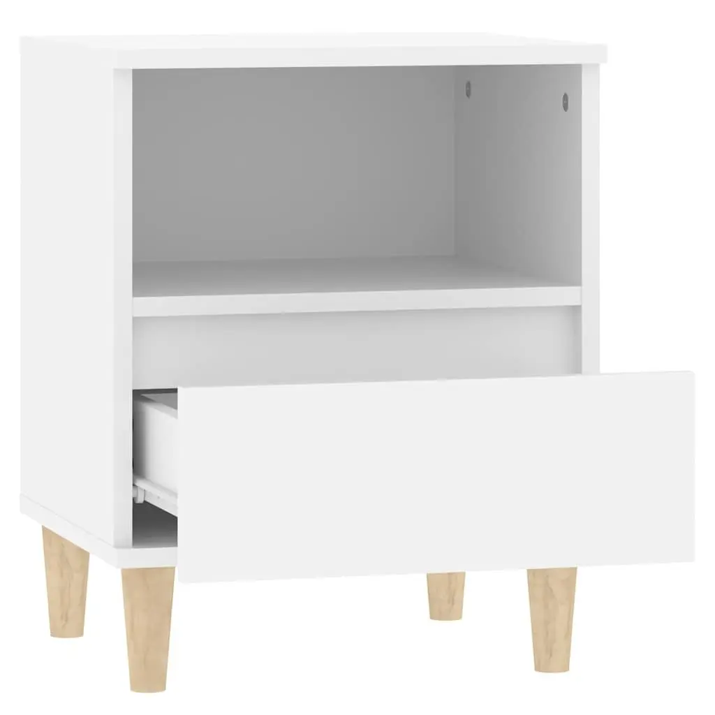 Bedside Cabinets 2 pcs White 40x35x50 cm Storage Drawers Wooden Legs