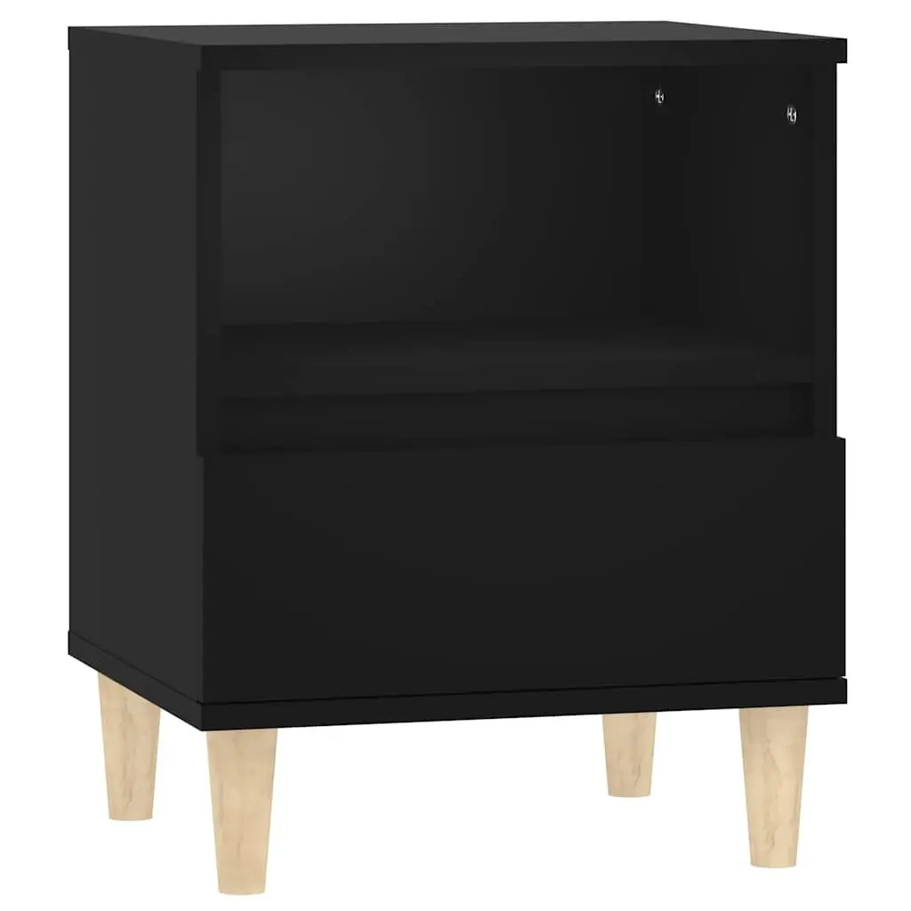 Black Storage Nightstand with Drawer