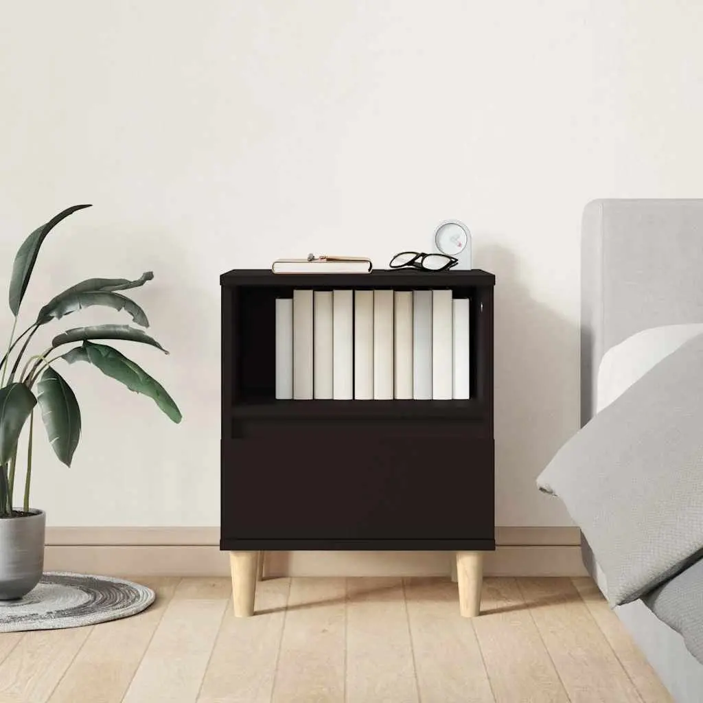 Black Nightstand Cabinets with Drawers