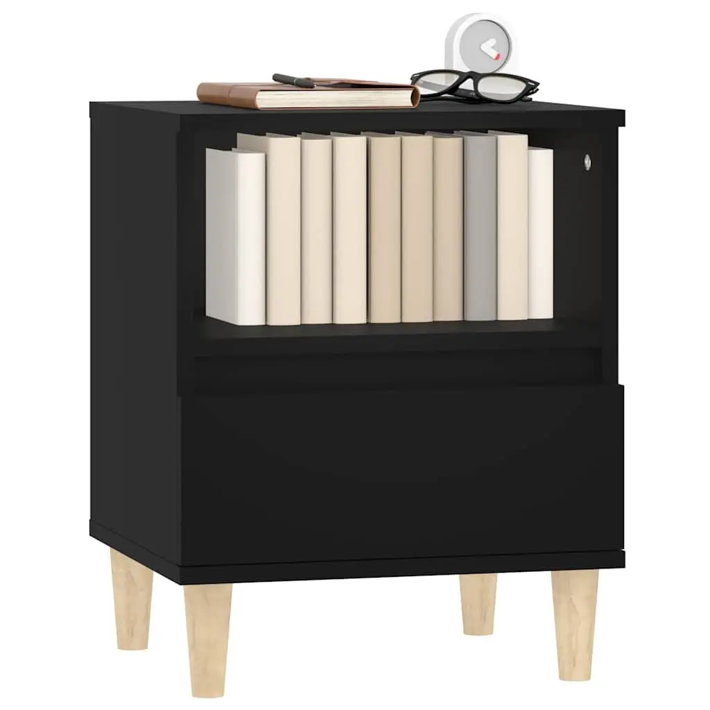 Black Nightstand Cabinets with Drawers