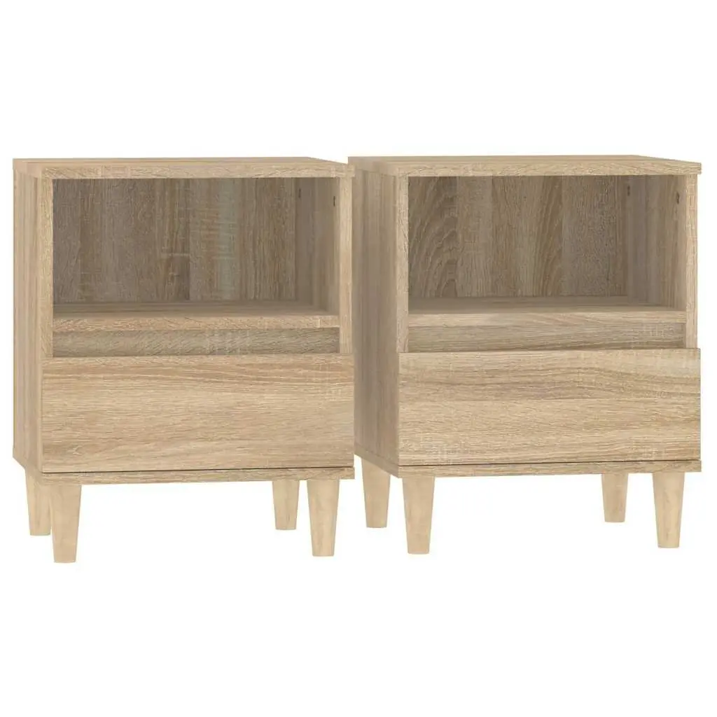 Bedside Cabinets 2 pcs Brown 40x35x50 cm Side Table Storage Drawer Compartment