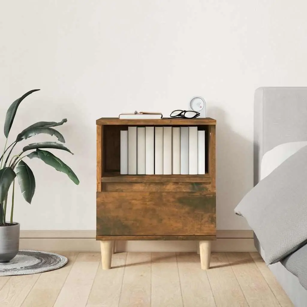 Bedside Cabinets 2 pcs Brown Storage Nightstand Tables Engineered Wood Drawers