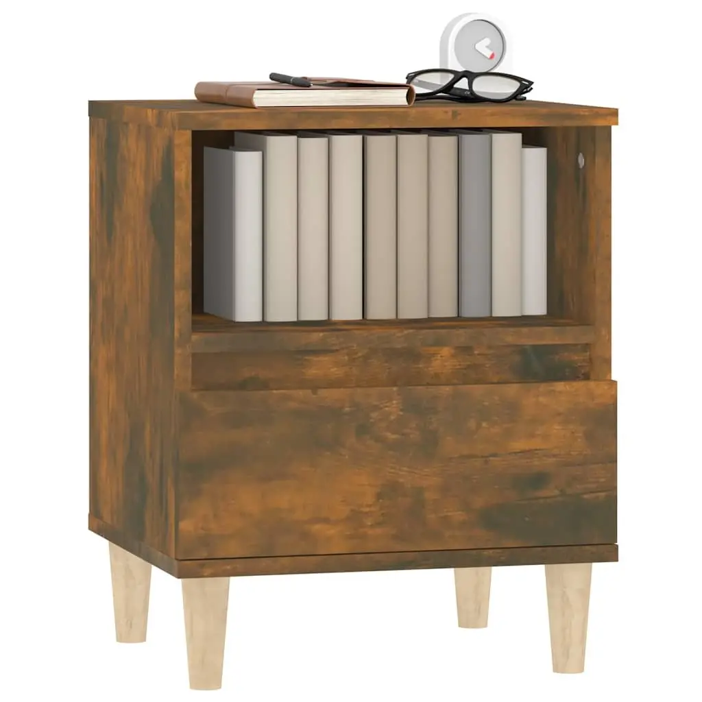 Bedside Cabinets 2 pcs Brown Storage Nightstand Tables Engineered Wood Drawers