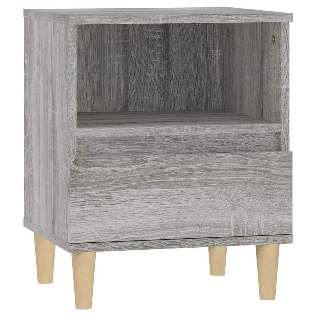 Bedside Cabinets 2 pcs Grey 40x35x50 cm Storage Nightstand Drawers Compartment