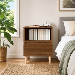 Brown Oak Bedside Cabinet Specs: 40cm x 35cm x 50cm