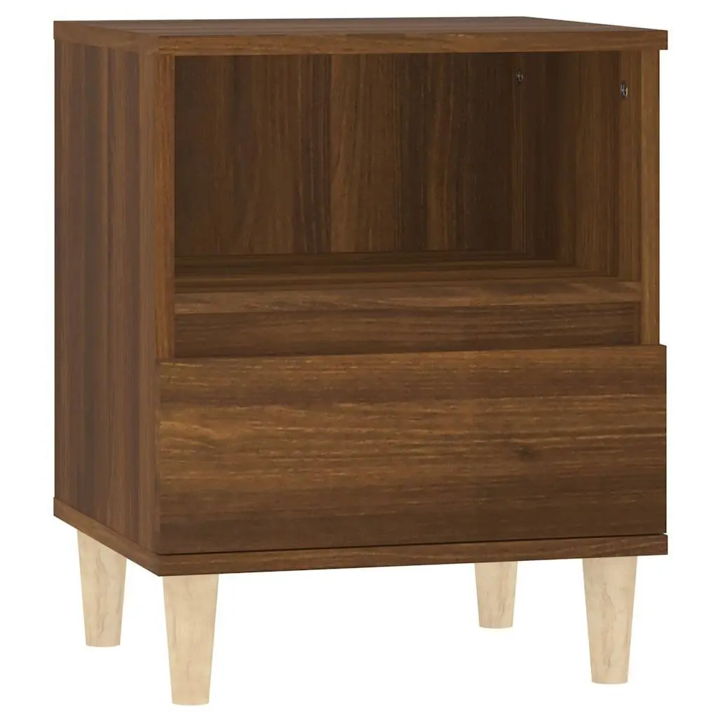 Bedside Cabinet Brown Oak Storage Nightstand Wooden Legs Drawer Compartment
