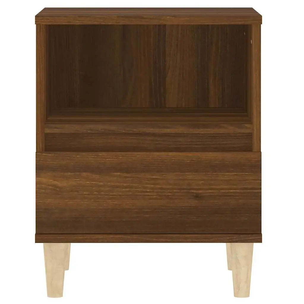 Bedside Cabinet Brown Oak Storage Nightstand Wooden Legs Drawer Compartment