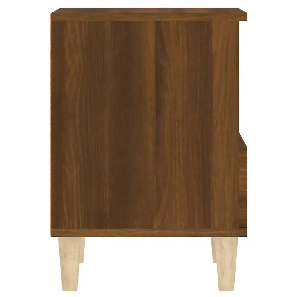 Bedside Cabinet Brown Oak Storage Nightstand Wooden Legs Drawer Compartment