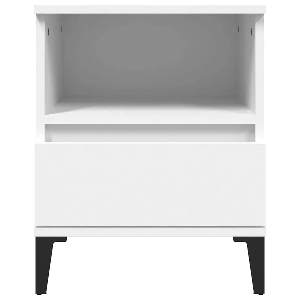 White Bedside Table 40x35x50cm Engineered Wood with Drawer and Compartment for Bedroom Storage