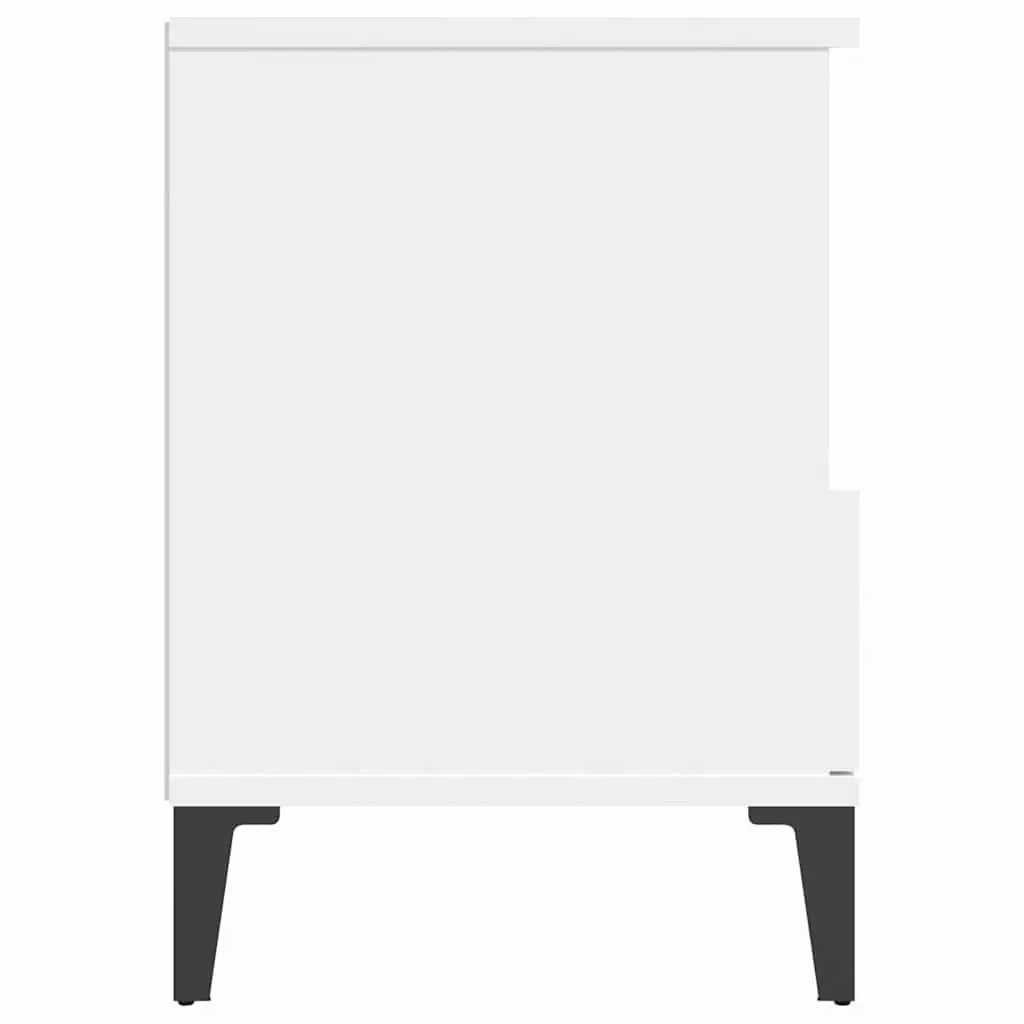 White Bedside Table 40x35x50cm Engineered Wood with Drawer and Compartment for Bedroom Storage