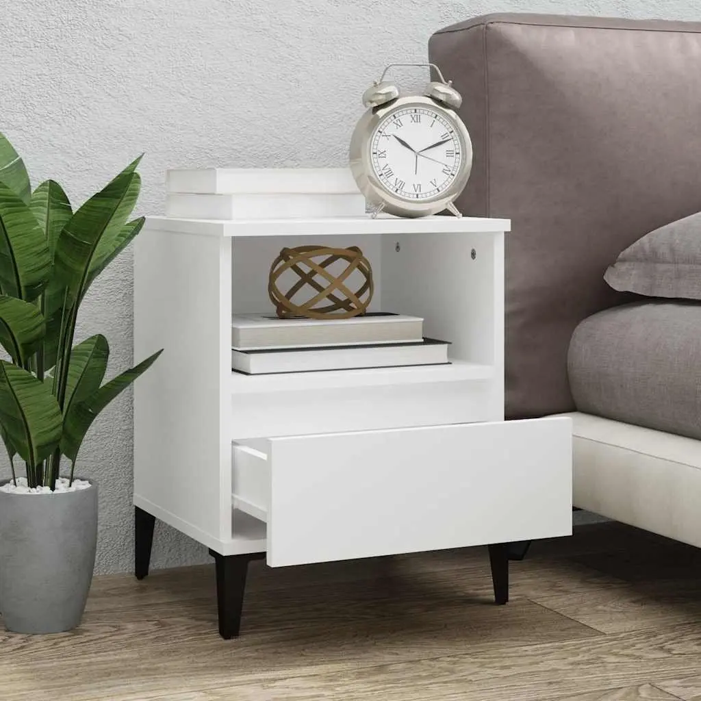 Bedside Cabinet 40x35x50cm White Storage Nightstand Drawer Compartment Furniture