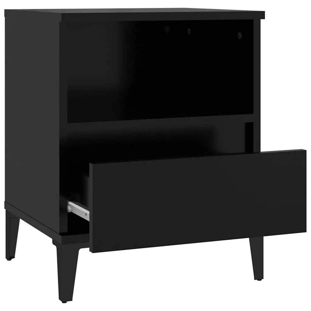 Bedside Cabinet Black Storage Nightstand with Drawer Compartment for Bedroom 40 x 35 x 50 cm