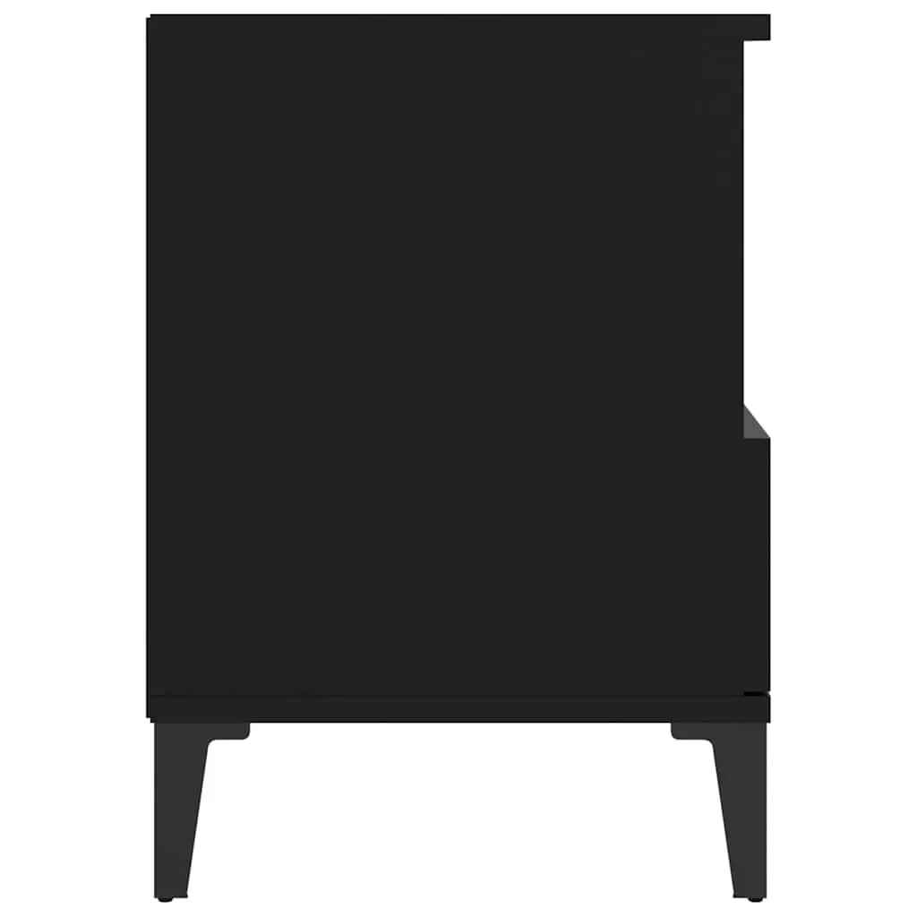 Bedside Cabinets 2 Piece Black Storage Nightstand with Drawers for Bedroom Use