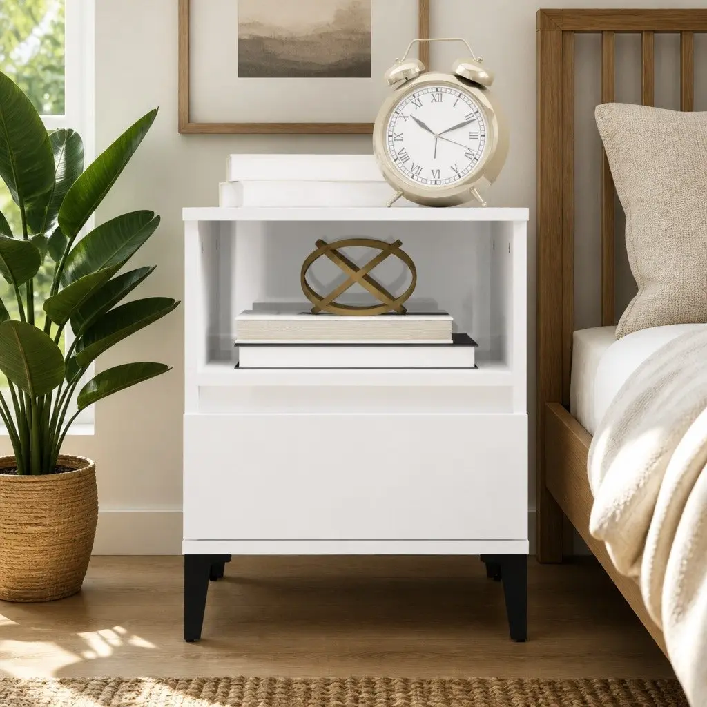 White High Gloss Bedside Cabinet