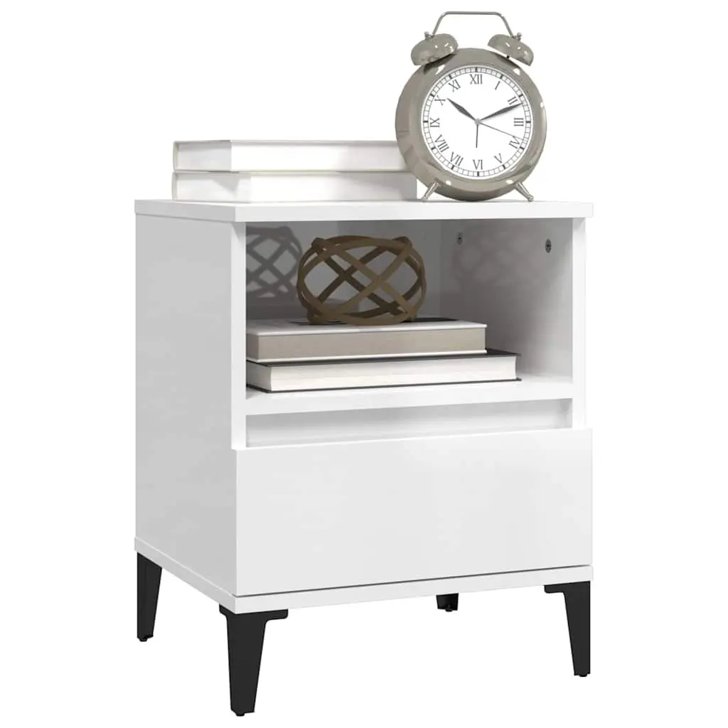 Bedside Cabinet 2 pcs White Storage Organiser Drawer Compartment Side Table