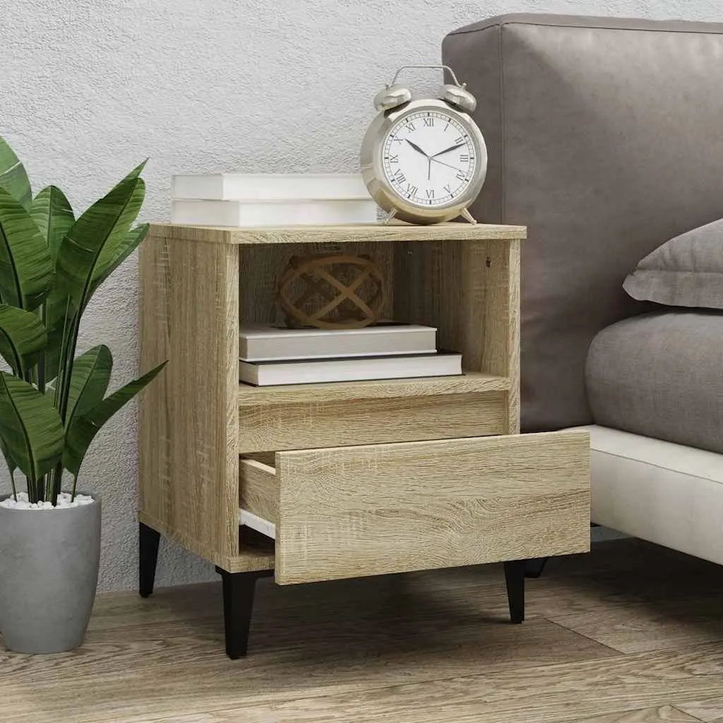 Bedside Cabinet Brown Storage Compartment Drawer Bedroom 40 x 35 x 50 cm