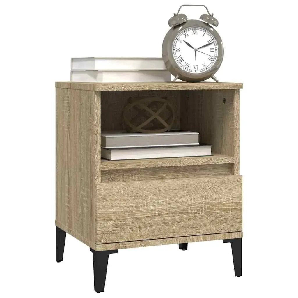 Bedside Cabinet Brown Storage Compartment Drawer Bedroom 40 x 35 x 50 cm