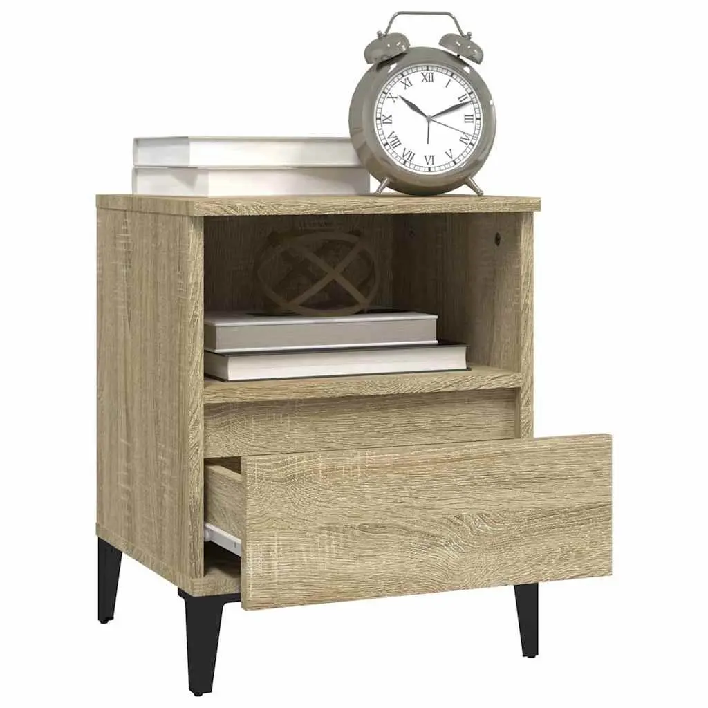 Bedside Cabinet Brown Storage Compartment Drawer Bedroom 40 x 35 x 50 cm