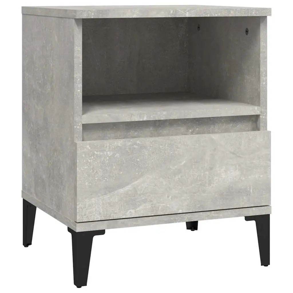 Bedside Cabinets Set of 2 Grey Engineered Wood Storage Nightstand with Drawer