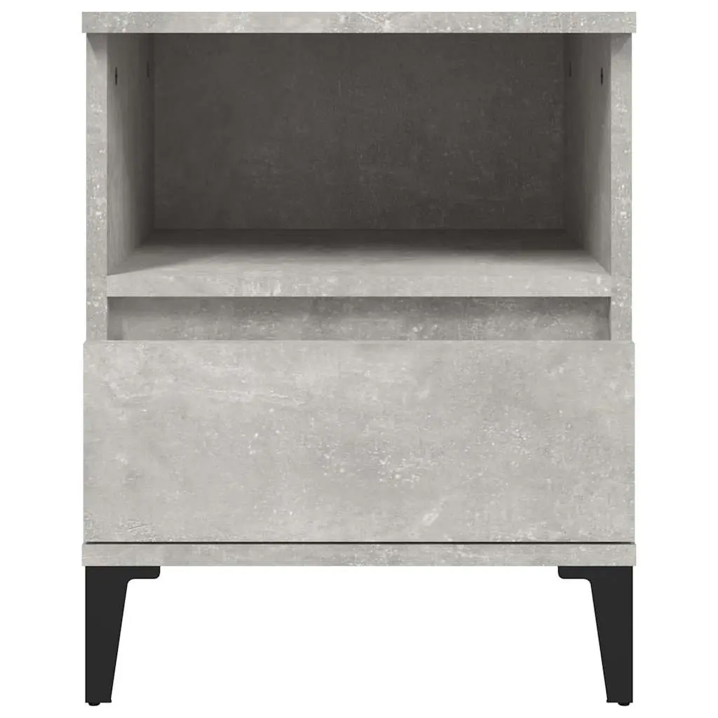 Bedside Cabinets Set of 2 Grey Engineered Wood Storage Nightstand with Drawer