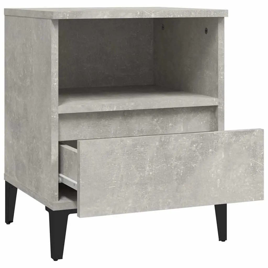 Bedside Cabinets Set of 2 Grey Engineered Wood Storage Nightstand with Drawer